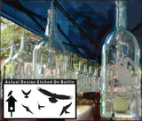 Wine Bottle Candle Holder with Birdhouse Etching