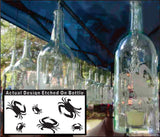 Wine Bottle Candle Holder with Crab Etching